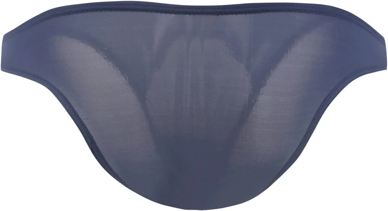 JEsilunmaMY Mens Ice Silk Thong Briefs Low Waist Bulge Pouch Bikini Underwear See Through Comfortable Underpants Swimwuit