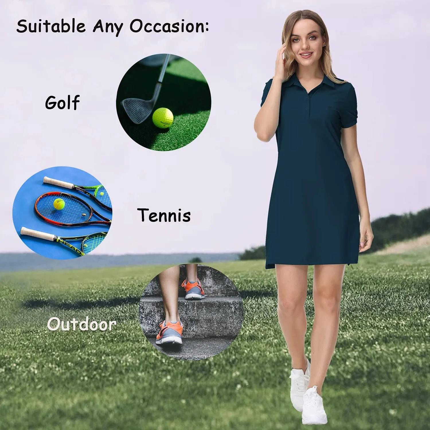JINSHI Women T Shirt Dress Hiking/Tennis/Golf/Leisure Comfortable and Soft Athletic Dress for Women