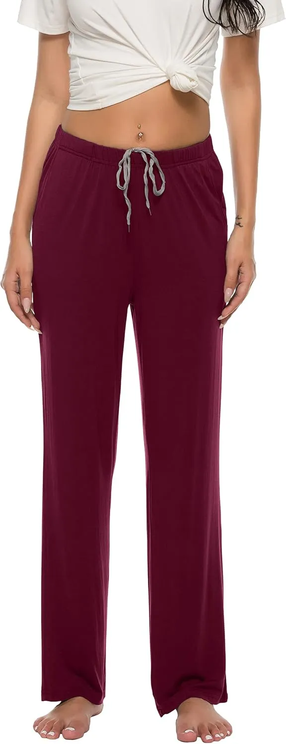 JINSHI Womens Pajama Pants with Pockets Soft Comfortable Lightweight Elastic Drawstring Modal Pajama Bottoms Lounge Pants