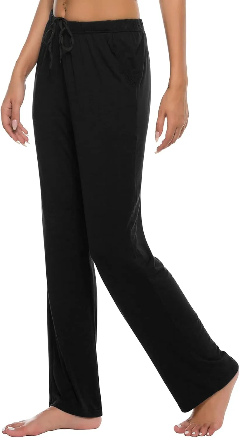 JINSHI Womens Pajama Pants with Pockets Soft Comfortable Lightweight Elastic Drawstring Modal Pajama Bottoms Lounge Pants