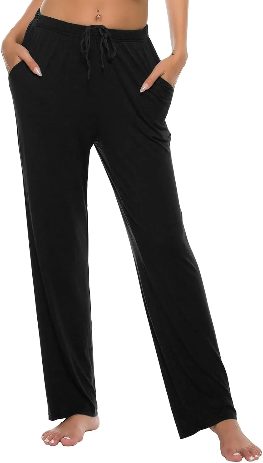 JINSHI Womens Pajama Pants with Pockets Soft Comfortable Lightweight Elastic Drawstring Modal Pajama Bottoms Lounge Pants