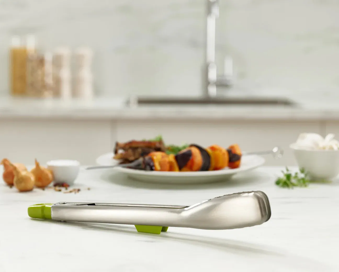 JJ Elevate Slimline Stainless-steel Tongs - Green