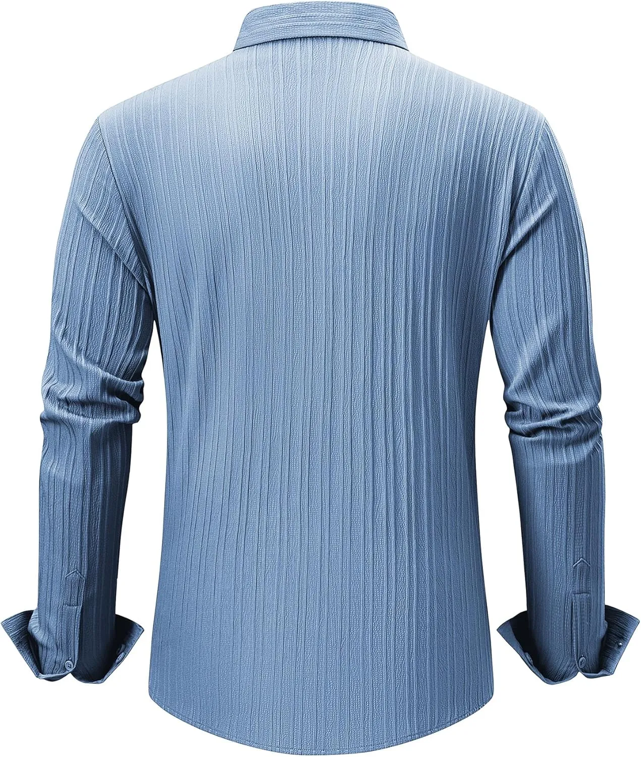 JMIERR Men's Button Down Dress Shirts Textured Long Sleeve Casual Hawaiian Beach Shirt with Pocket