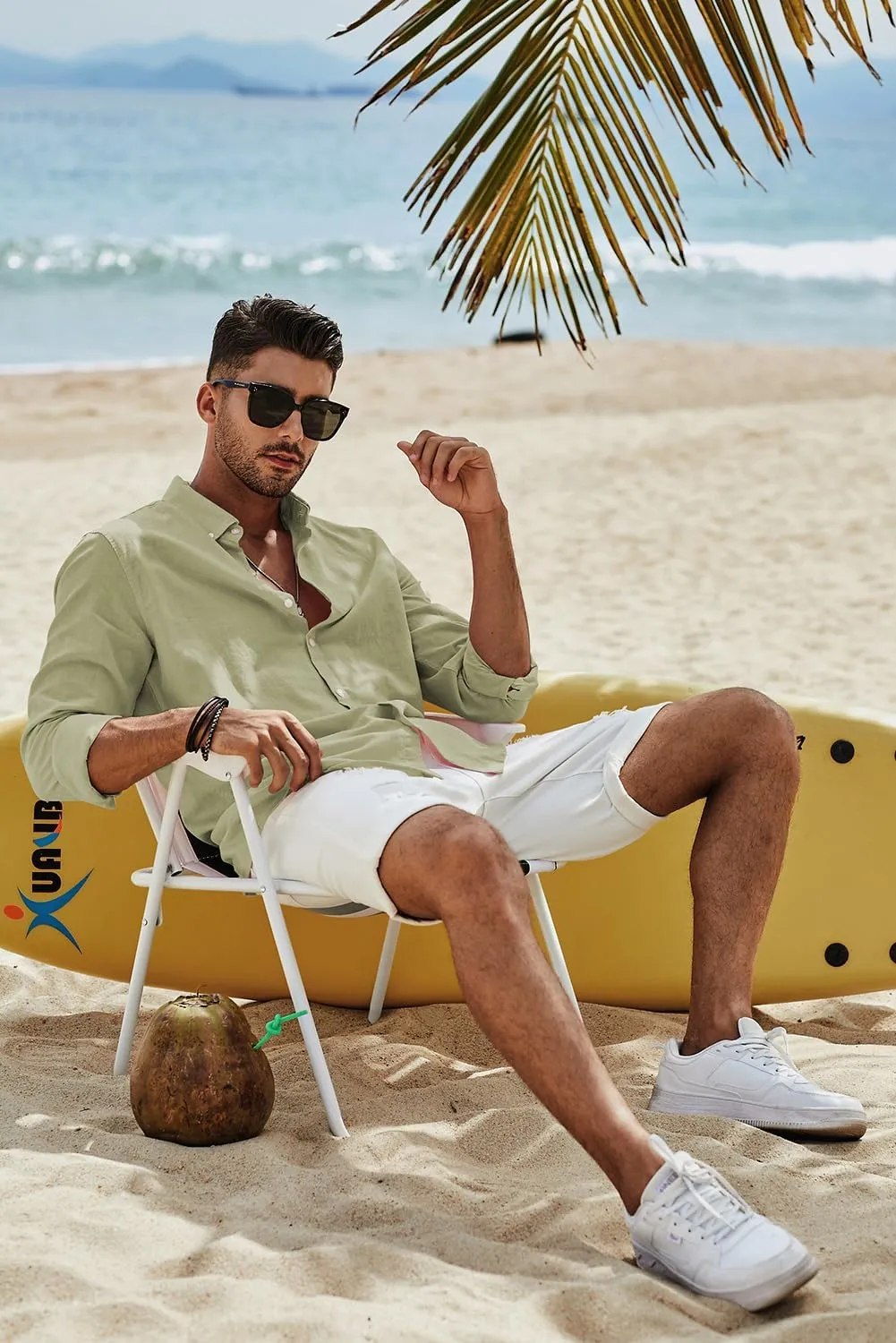 JMIERR Men's Cotton Linen Button Down Shirt Casual Stylish Long Sleeve Business Dress Shirts