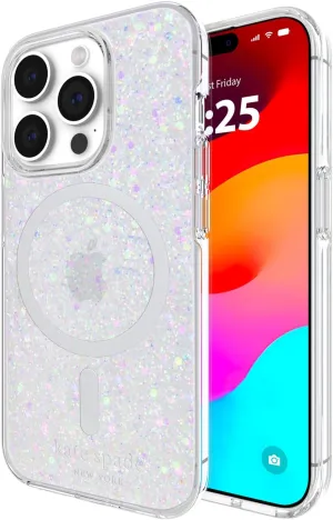 kate spade new york iPhone 15 Pro Case, Compatible with MagSafe - Chunky Glitter Iridescent