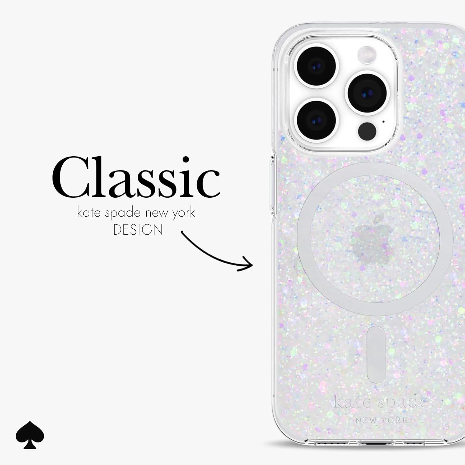 kate spade new york iPhone 15 Pro Case, Compatible with MagSafe - Chunky Glitter Iridescent