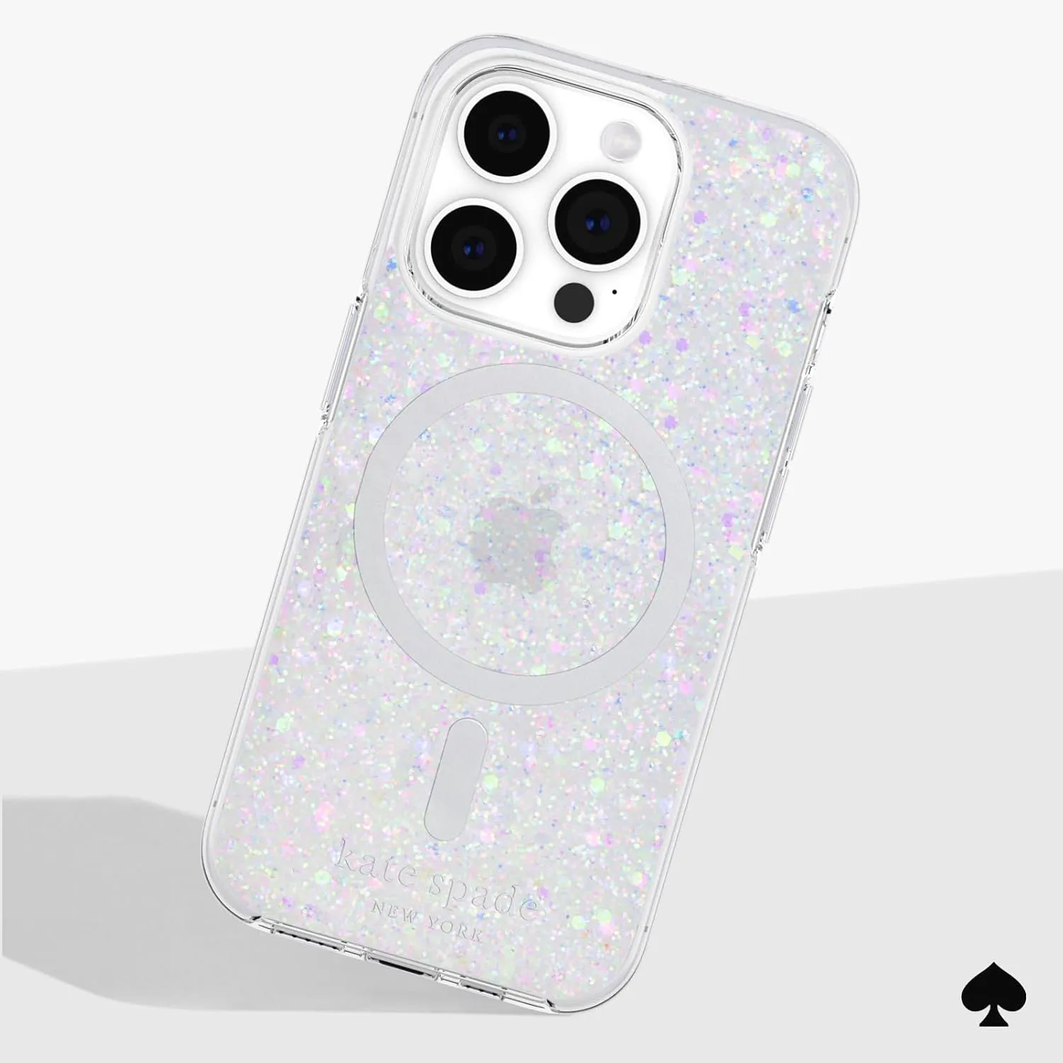 kate spade new york iPhone 15 Pro Case, Compatible with MagSafe - Chunky Glitter Iridescent