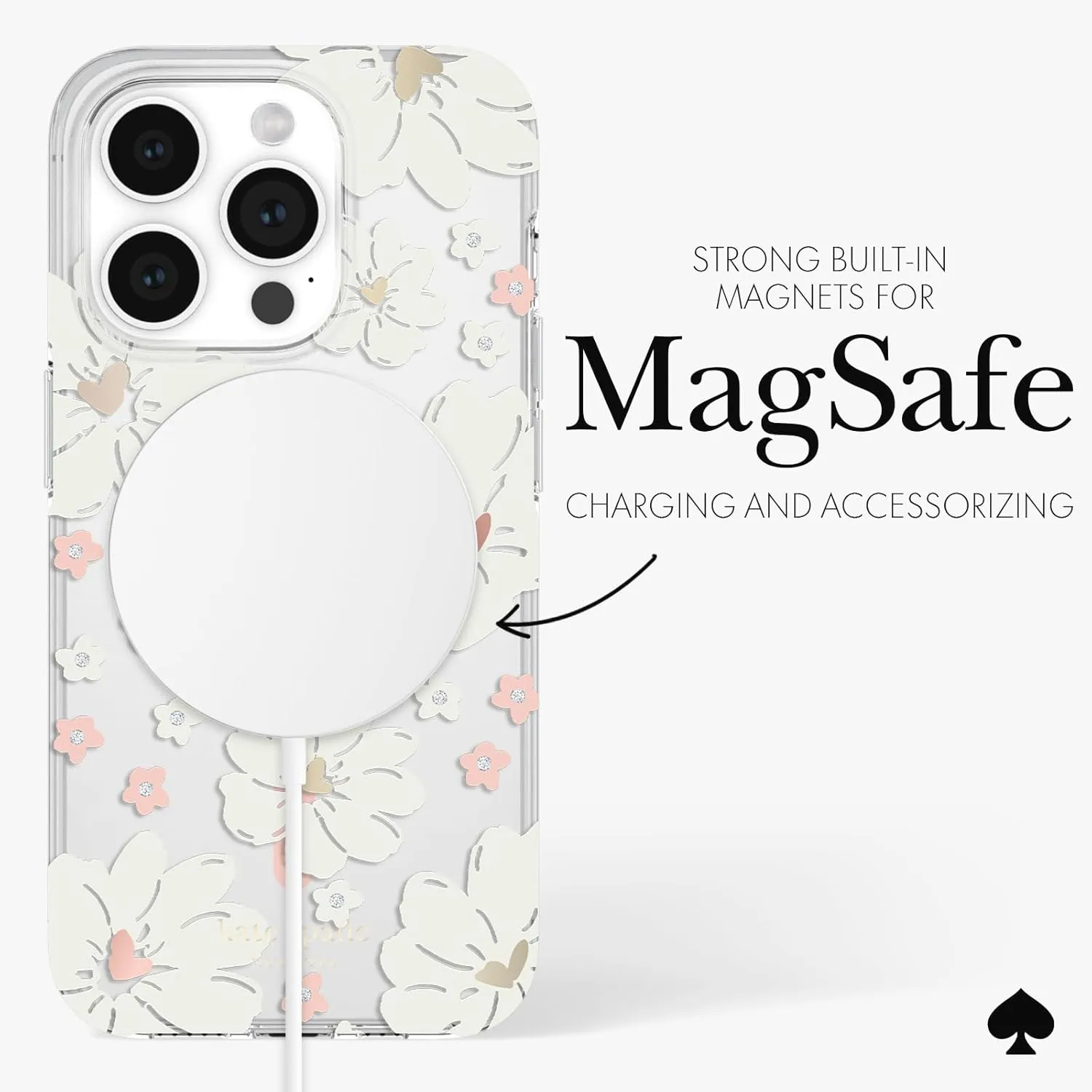 kate spade new york iPhone 15 Pro Case, Compatible with MagSafe - Classic Peony