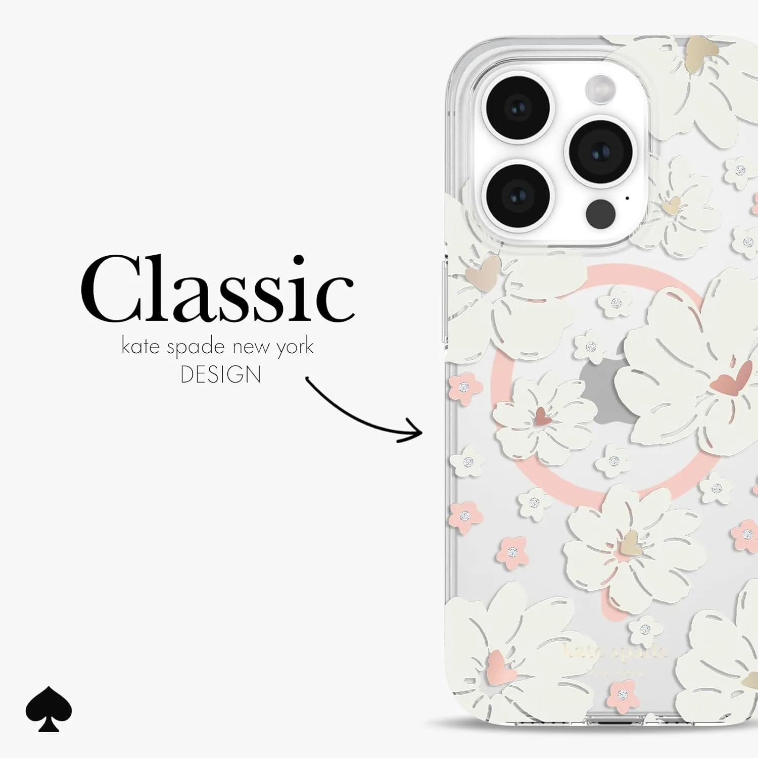 kate spade new york iPhone 15 Pro Case, Compatible with MagSafe - Classic Peony