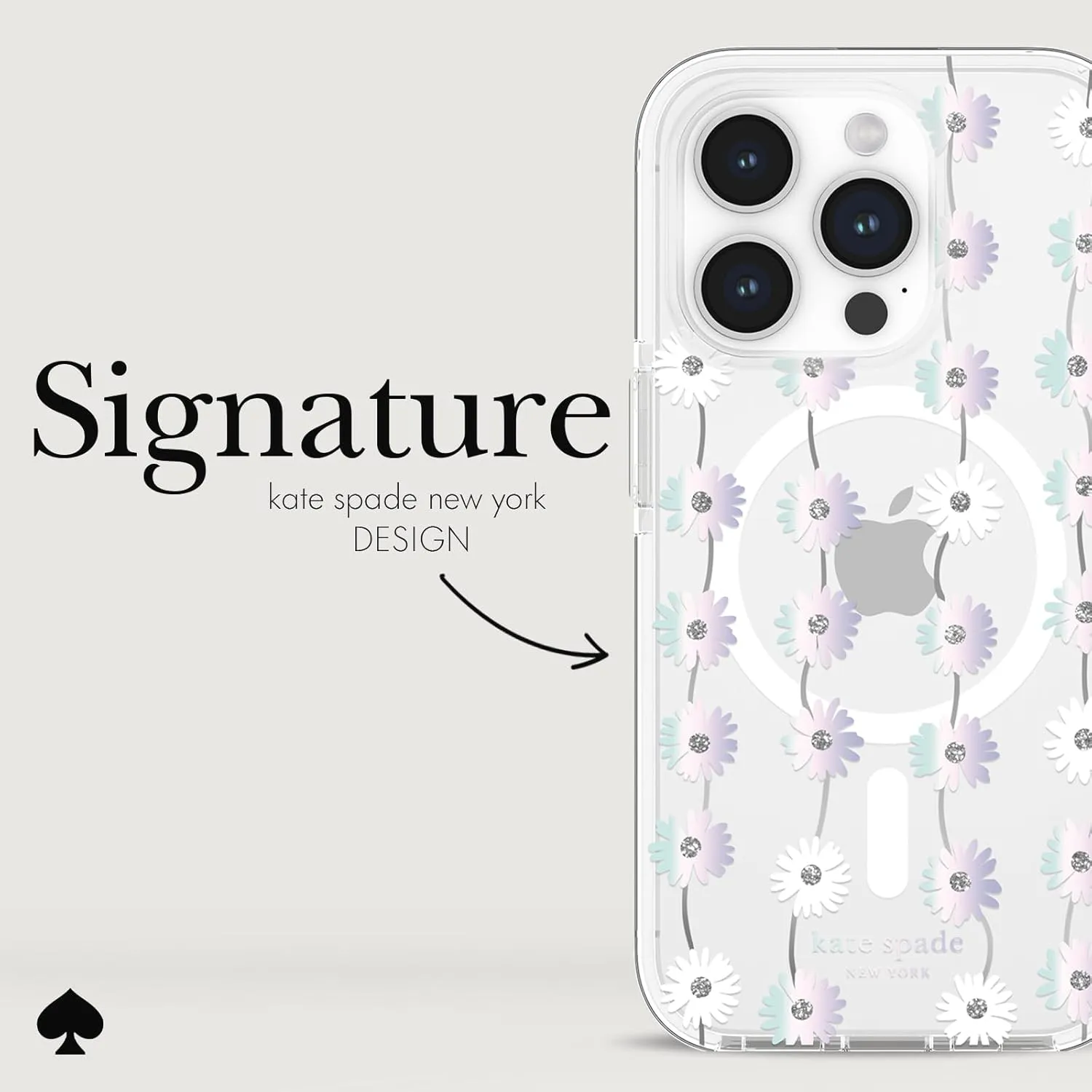kate spade new york iPhone 15 Pro Case, Compatible with MagSafe - Daisy Chain Iridescent