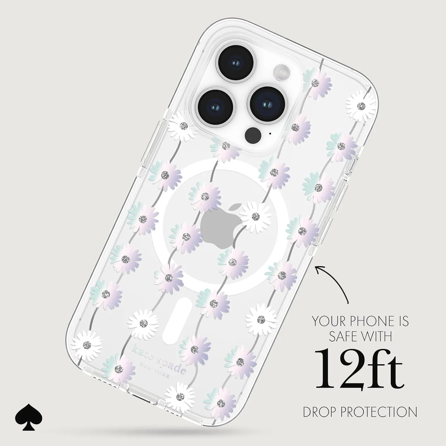kate spade new york iPhone 15 Pro Case, Compatible with MagSafe - Daisy Chain Iridescent