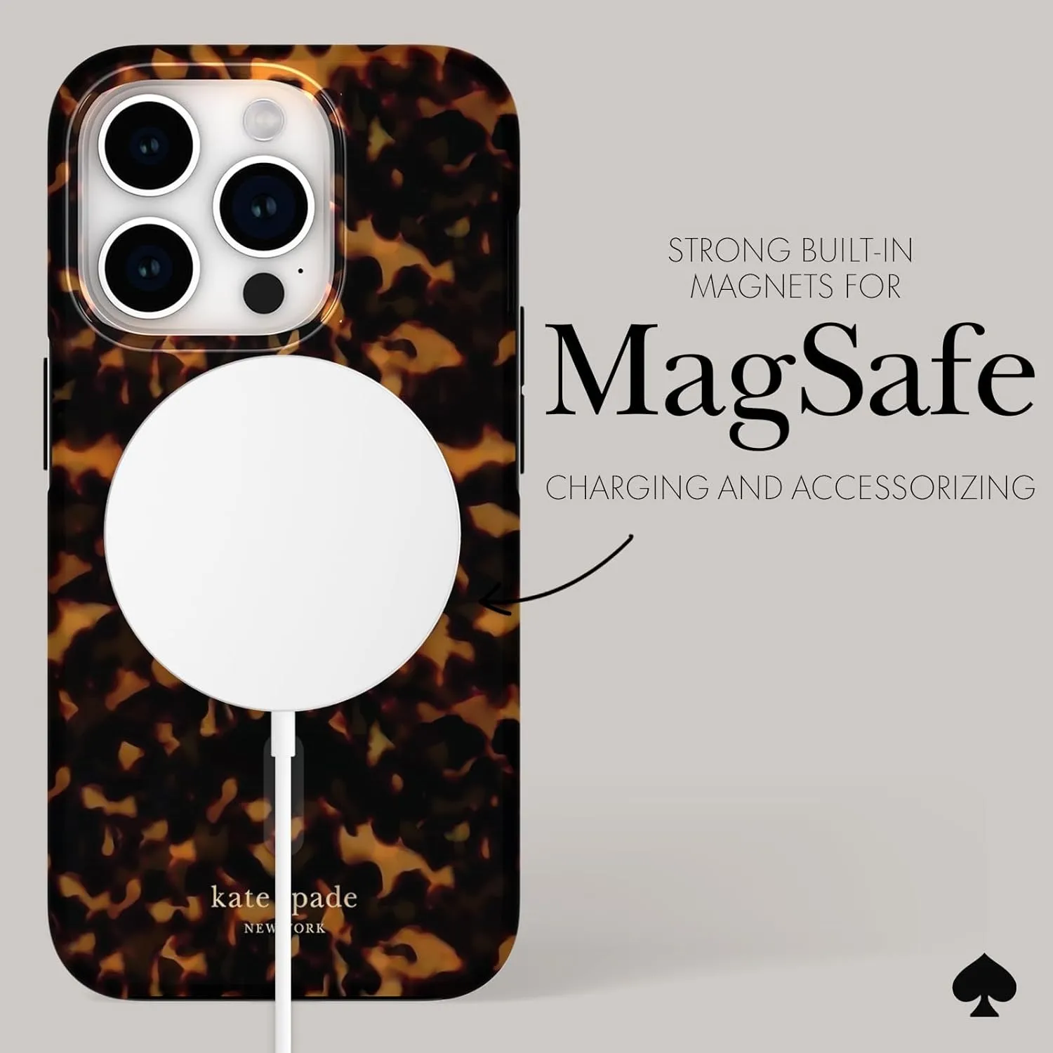 kate spade new york iPhone 15 Pro Case, Compatible with MagSafe - Tortoiseshell