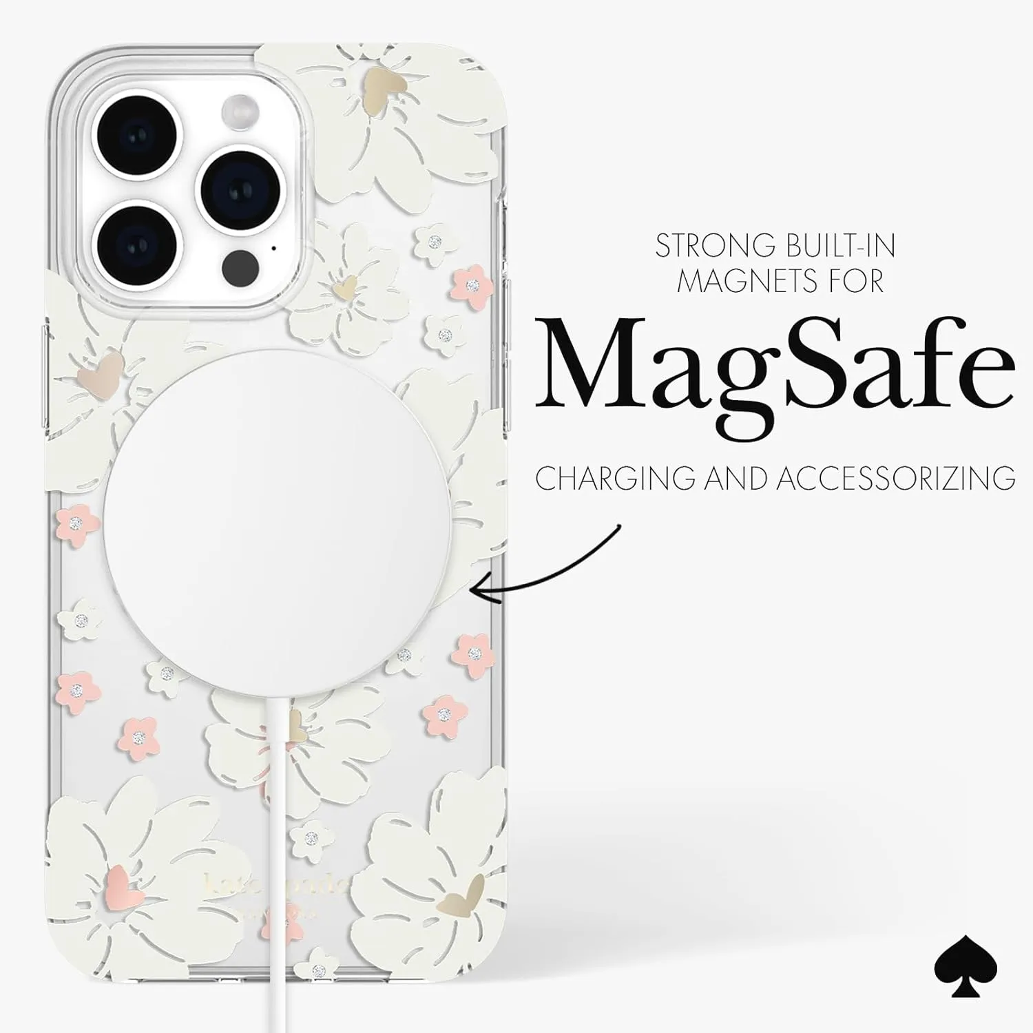 kate spade new york iPhone 15 Pro Max Case, Compatible with MagSafe - Classic Peony