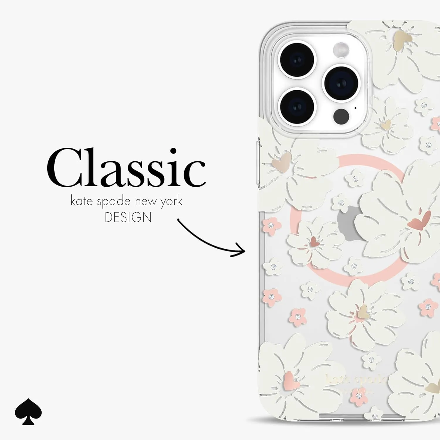 kate spade new york iPhone 15 Pro Max Case, Compatible with MagSafe - Classic Peony