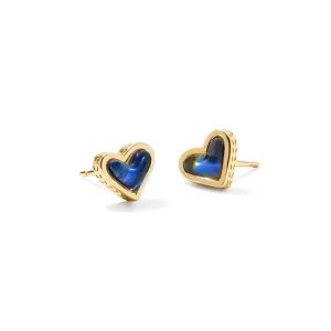 KENDRA SCOTT FRAMED ARI HEART STUD EARRINGS