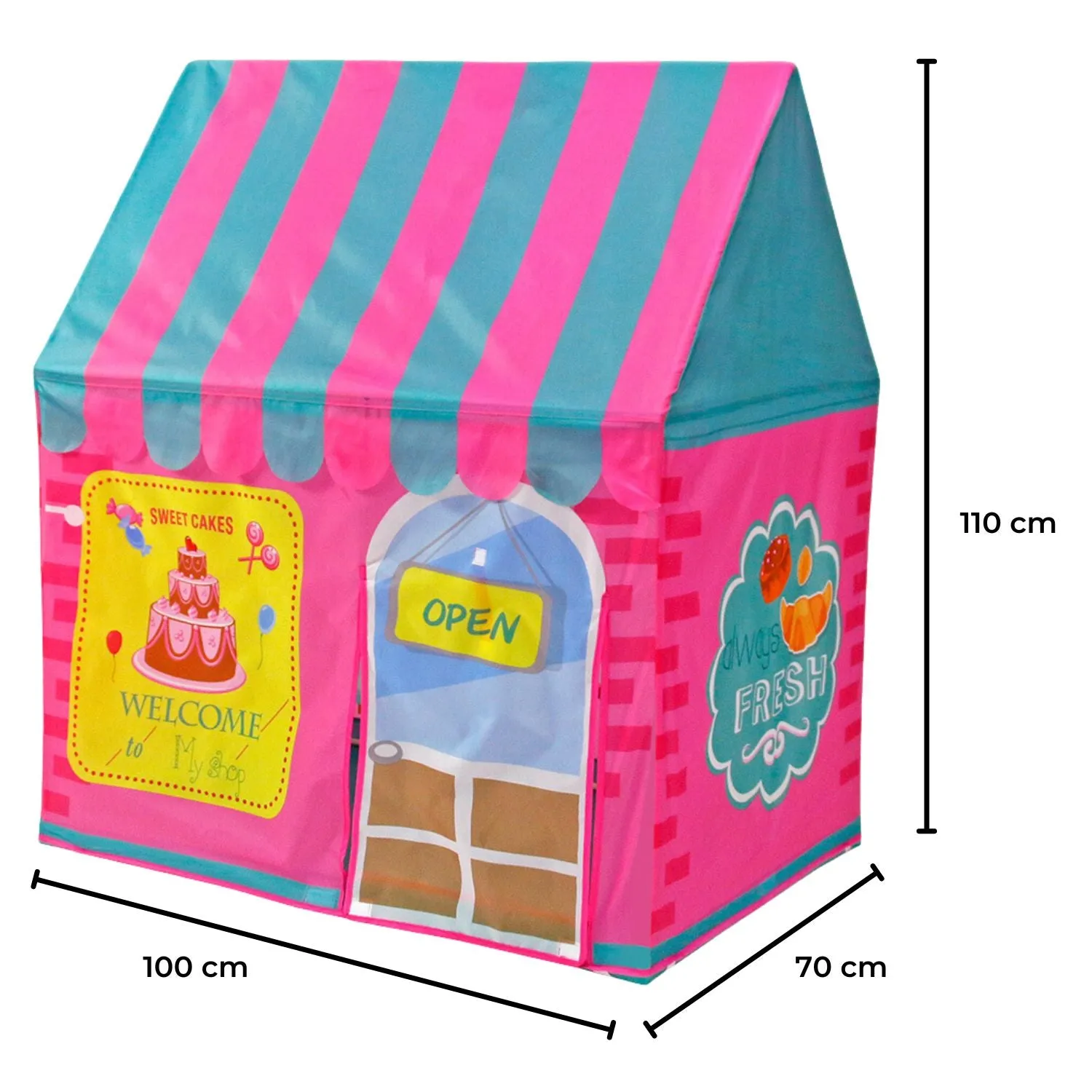 Kids Foldable Dessert House Play Tent with Shutter - Gominimo