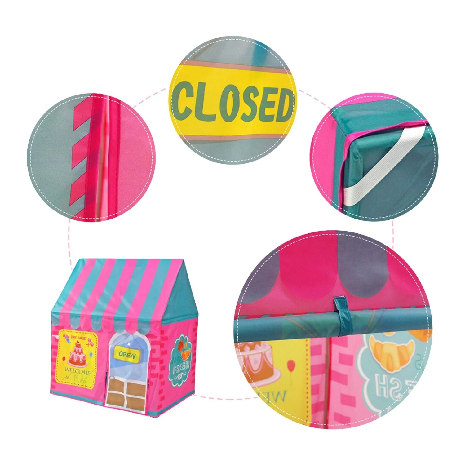 Kids Foldable Dessert House Play Tent with Shutter - Gominimo