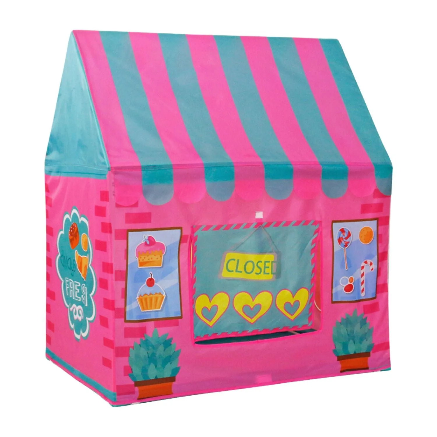 Kids Foldable Dessert House Play Tent with Shutter - Gominimo