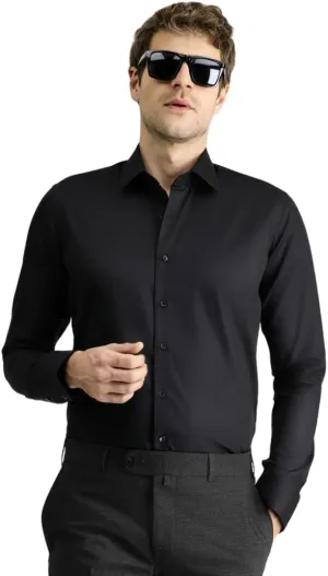 KIGILI - Men's Oxford & Non-Iron Dress Shirts- Slim Fit Long Sleeve Buttoned-Collar Solid Turkish Cotton