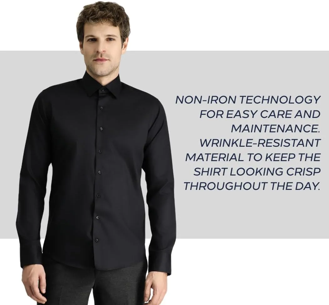 KIGILI - Men's Oxford & Non-Iron Dress Shirts- Slim Fit Long Sleeve Buttoned-Collar Solid Turkish Cotton