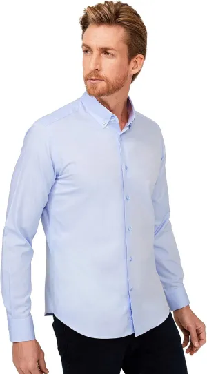 KIGILI - Men's Oxford & Non-Iron Dress Shirts- Slim Fit Long Sleeve Buttoned-Collar Solid Turkish Cotton