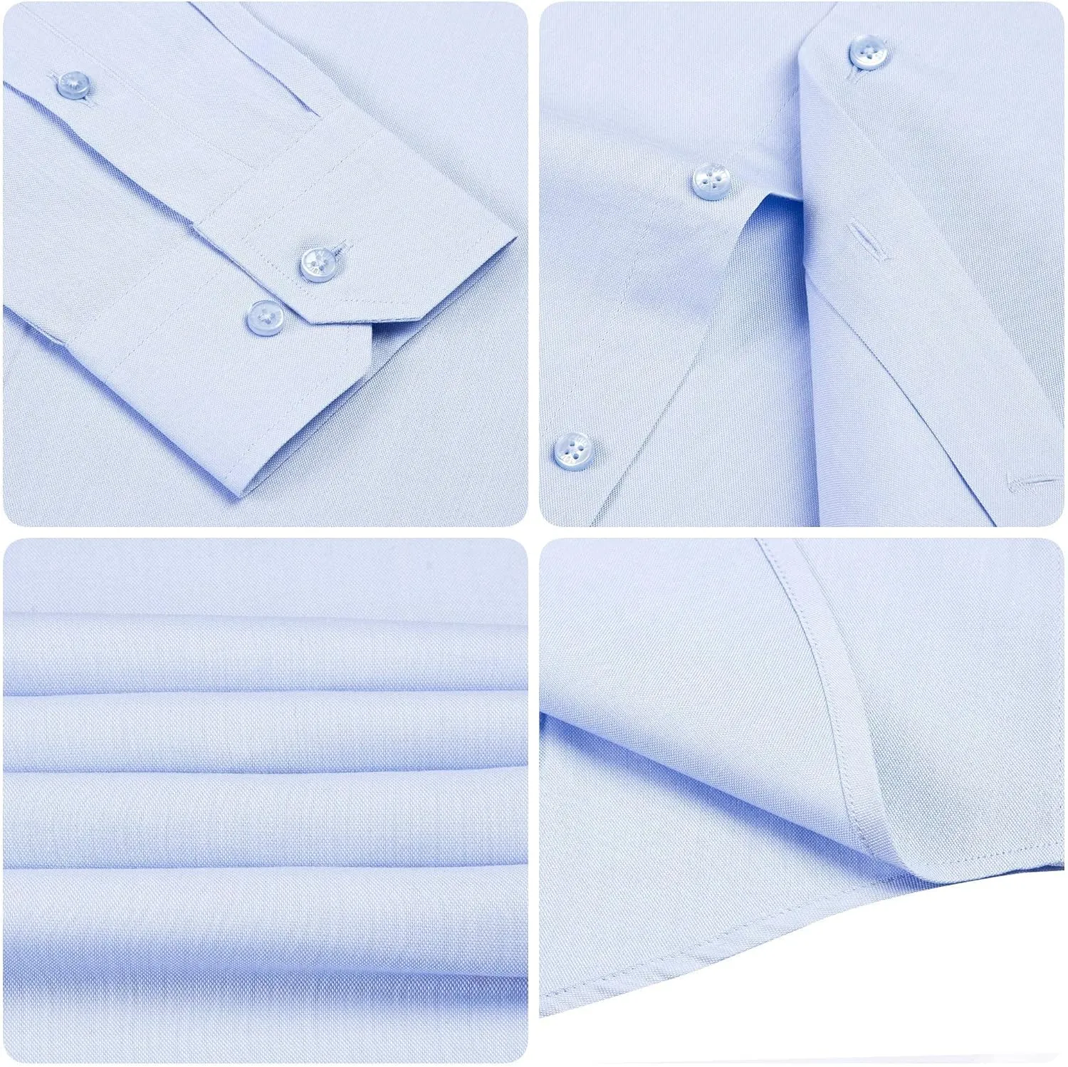 KIGILI - Men's Oxford & Non-Iron Dress Shirts- Slim Fit Long Sleeve Buttoned-Collar Solid Turkish Cotton