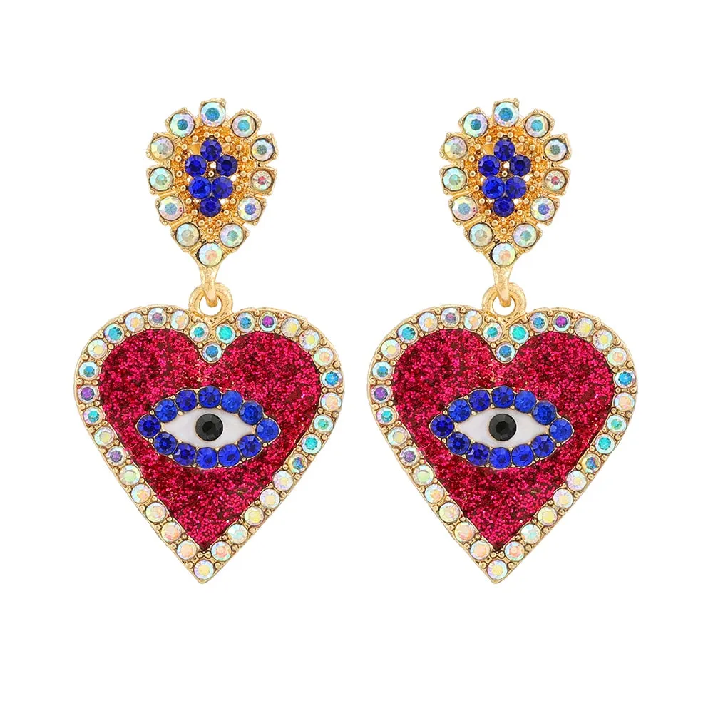 Korean Fashion Sweet Heart Dangle Drop Earrings For Women