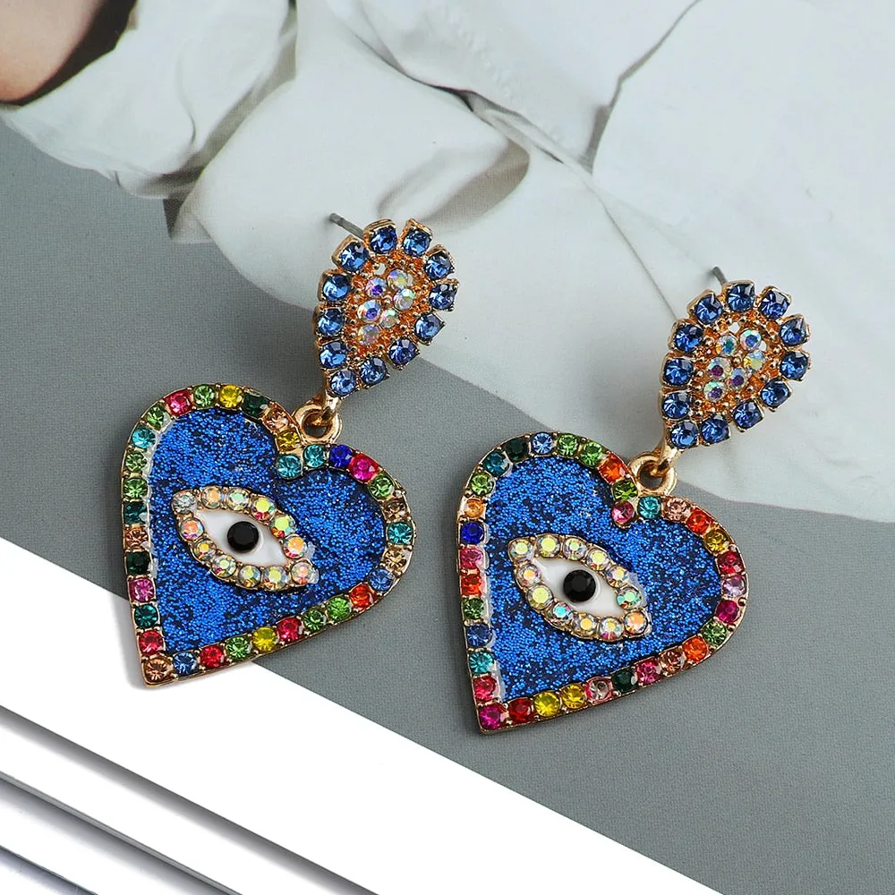 Korean Fashion Sweet Heart Dangle Drop Earrings For Women