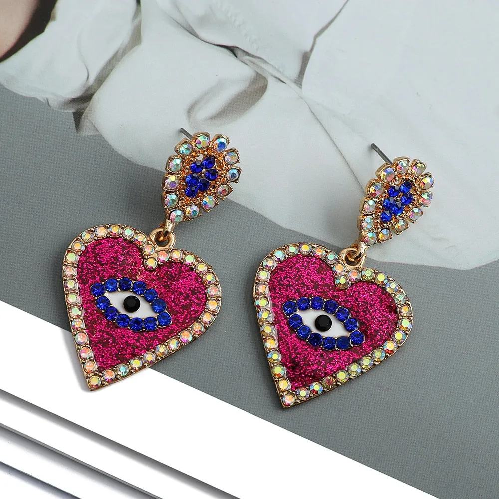 Korean Fashion Sweet Heart Dangle Drop Earrings For Women