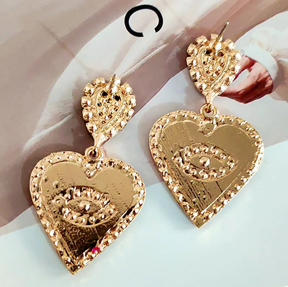 Korean Fashion Sweet Heart Dangle Drop Earrings For Women