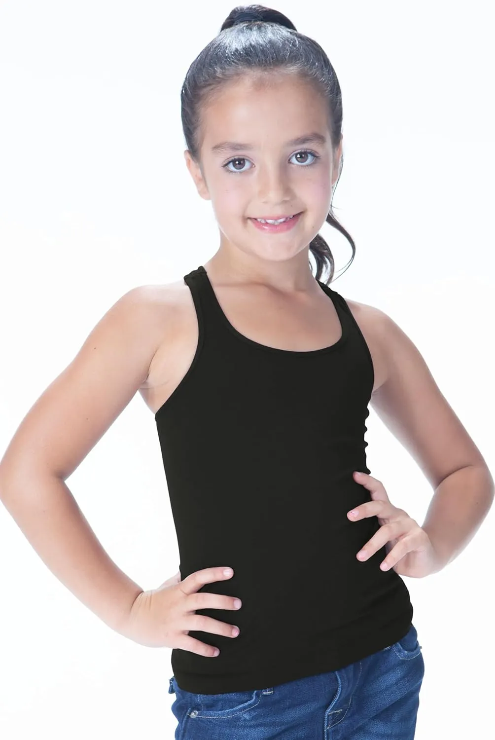 Kurve Premium Girls Seamless Supersoft Wide Strap Comfortable Racerback Tank (Made with Love in The USA)