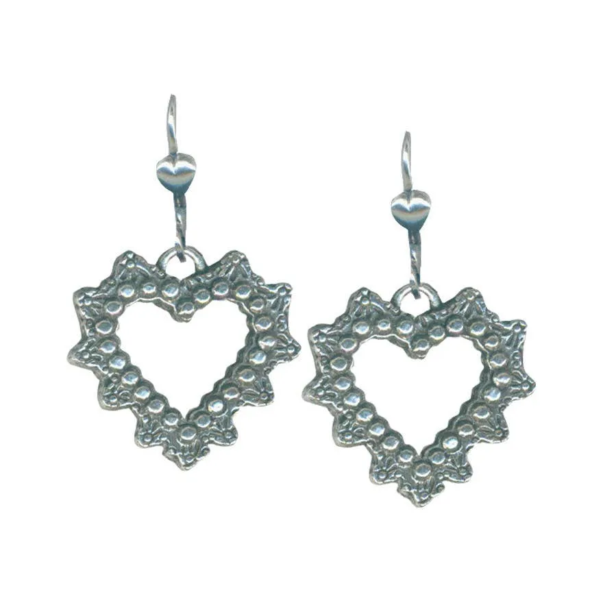 Lacy Heart Dangle Earrings by Classic Hardware