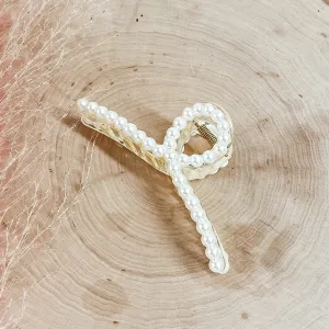 Large Clear Loop Pearl Embellished Clip