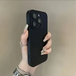 Leather Colorful Case for iPhone 16 15 14 Plus 13 12 11 Pro Max Soft Silicone Bumper Matte Shockproof Cover,Black,for iPhone 11