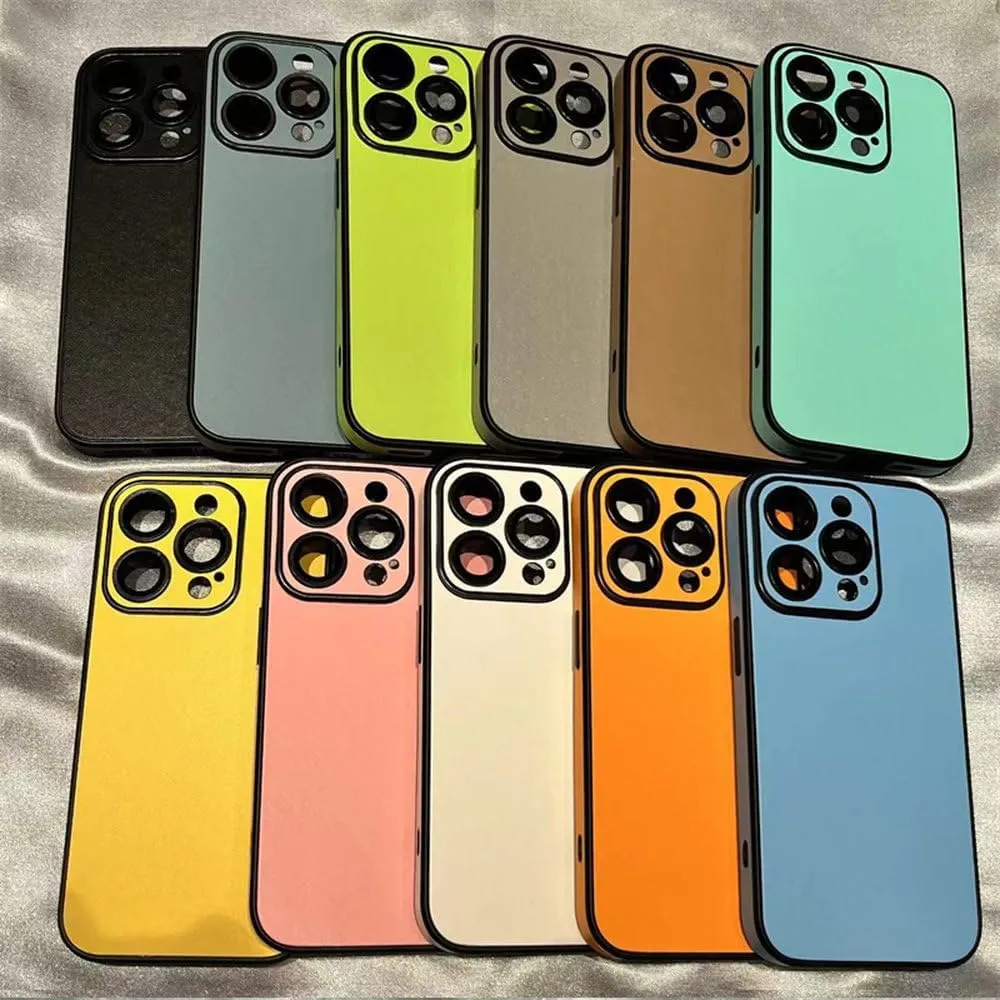 Leather Colorful Case for iPhone 16 15 14 Plus 13 12 11 Pro Max Soft Silicone Bumper Matte Shockproof Cover,Navy,for iPhone 11 Pro