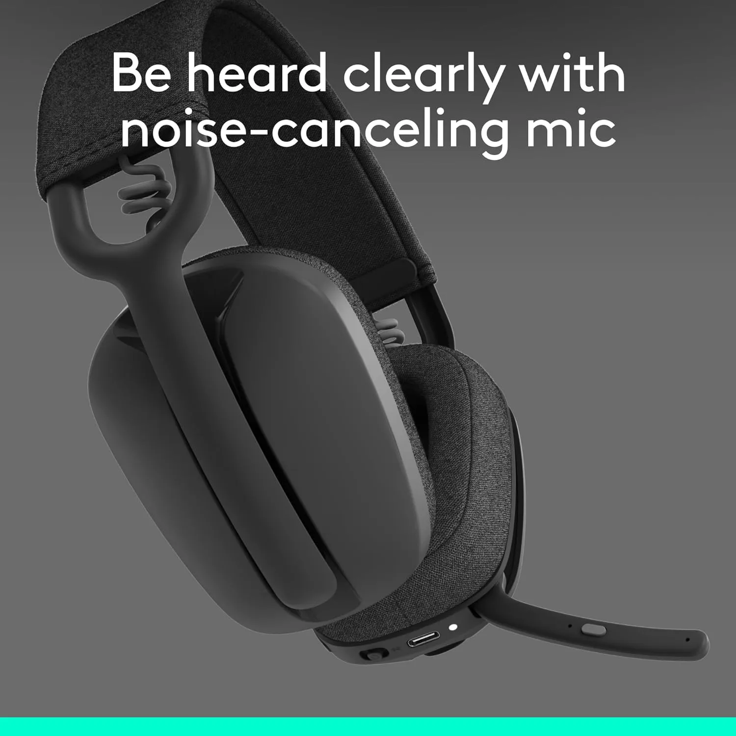 Logitech Zone Vibe 100 Lightweight Wireless Over Ear Headphones with Noise Canceling Microphone, Advanced Multipoint Bluetooth Headset, Works with Teams, Google Meet, Zoom, Mac/PC - Graphite