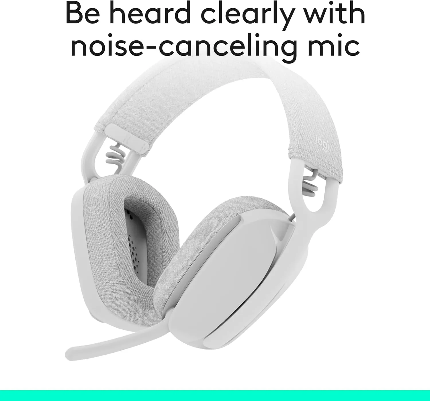Logitech Zone Vibe 100 Lightweight Wireless Over Ear Headphones with Noise Canceling Microphone, Advanced Multipoint Bluetooth Headset, Works with Teams, Google Meet, Zoom, Mac/PC - Off White