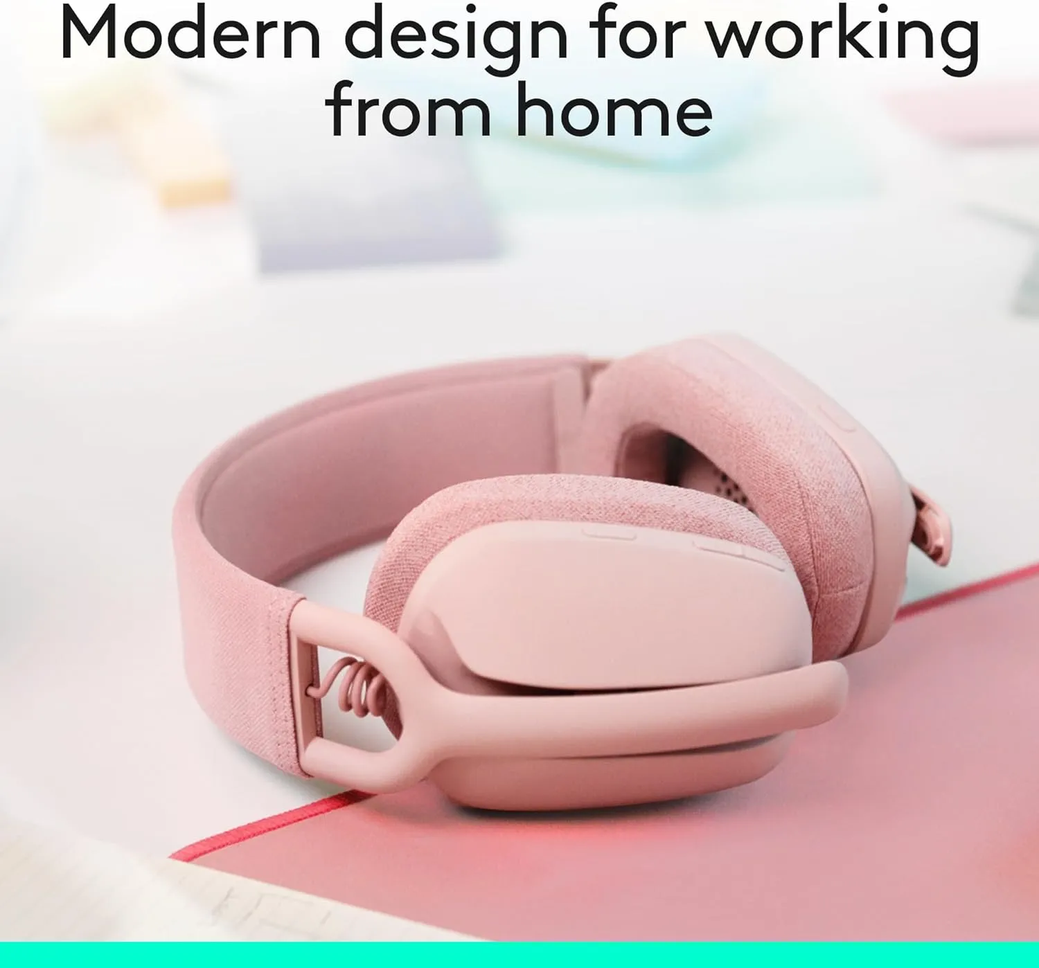 Logitech Zone Vibe 100 Lightweight Wireless Over Ear Headphones with Noise Canceling Microphone, Advanced Multipoint Bluetooth Headset, Works with Teams, Google Meet, Zoom, Mac/PC - Rose