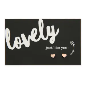 Lovely Just Like You! Smooth Heart Earrings - Rose Gold (9402)