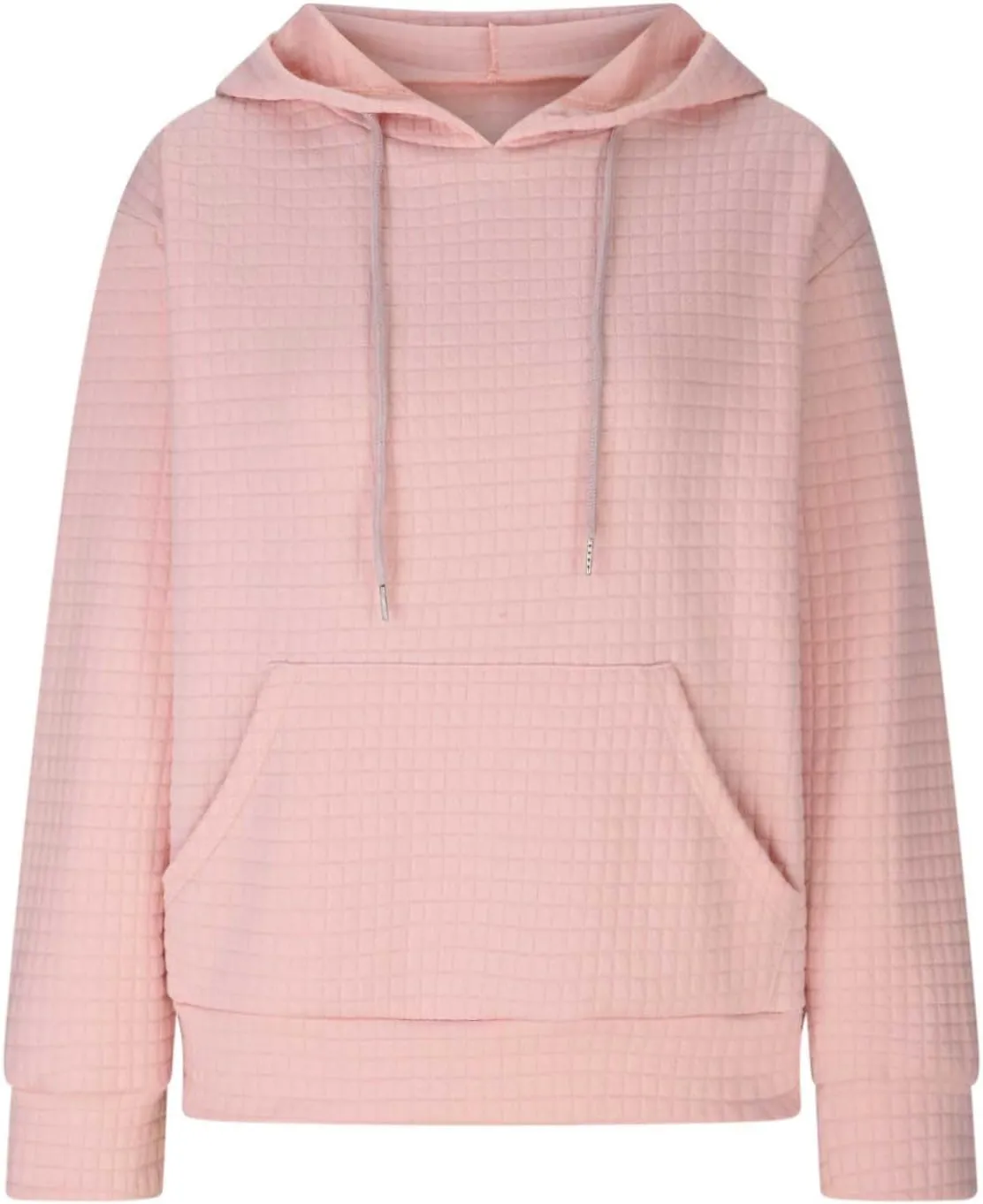 LRMQS Hoodies for Women Trendy Fall Fashion 2024 Waffle Knit Drawstring Pullover Sweatshirts Loose Fit Casual Cute Clothes