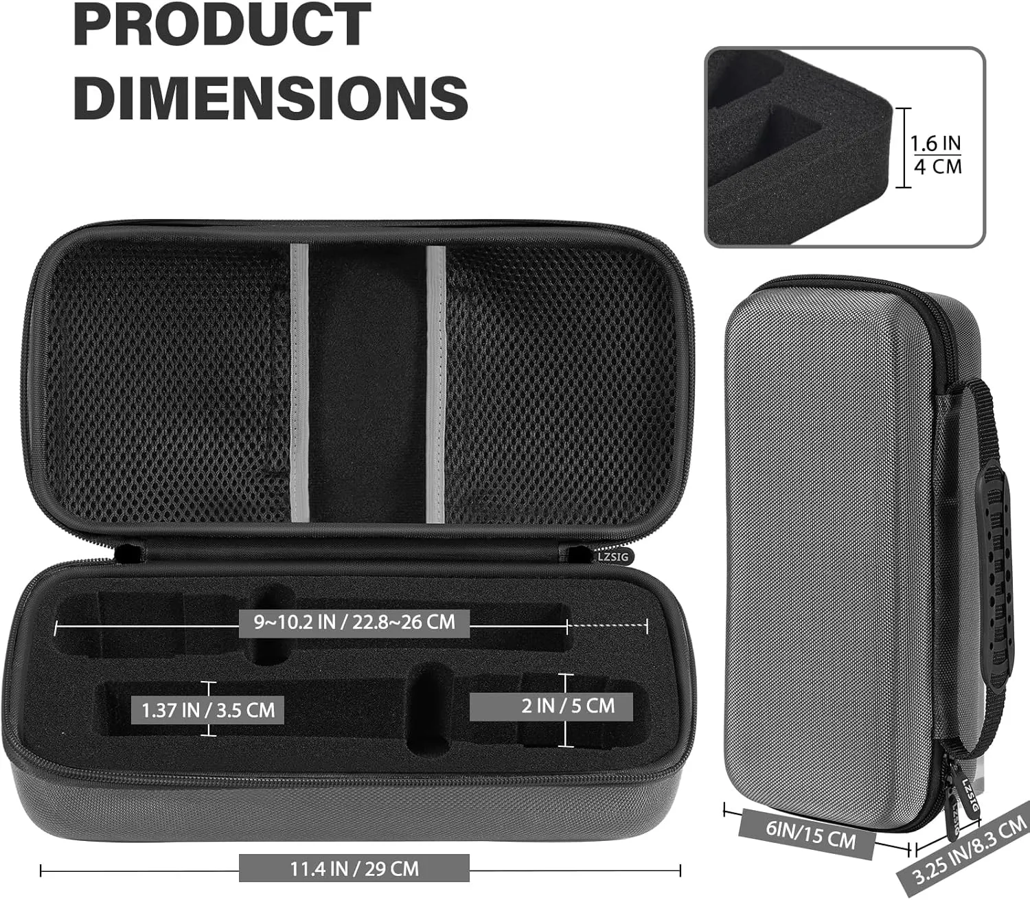 LZSIG Wireless Microphone Case Compatible with JBL 2 Mic with DIY Foam, Partybox Mic Portable Travel Storage Bag for Receiver, Batteries and Other Accessories, Karaoke (Box ONLY) - GREY