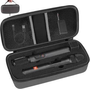 LZSIG Wireless Microphone Case Compatible with JBL 2 Mic with DIY Foam, Partybox Mic Portable Travel Storage Bag for Receiver, Batteries and Other Accessories, Karaoke (Box ONLY) - GREY