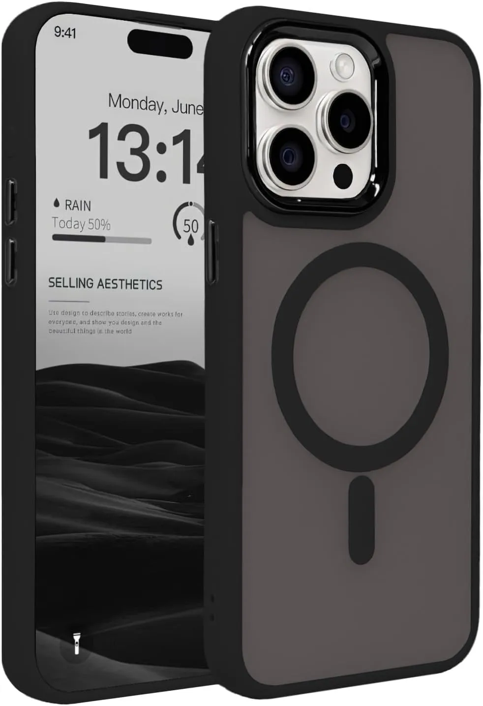 Magnetic Case for iPhone 13 [MagSafe Compatible] - Translucent Matte Slim Thin Shockproof Protective Cover for Women, Men, and Girls, Compatible with iPhone 13, Black