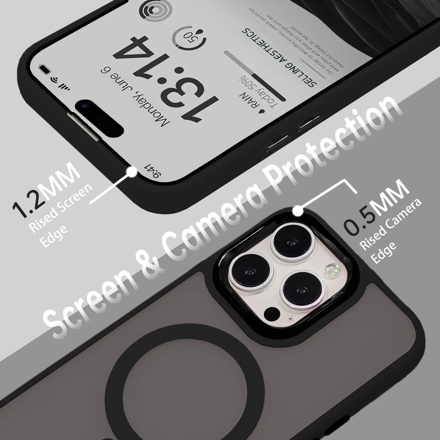 Magnetic Case for iPhone 13 [MagSafe Compatible] - Translucent Matte Slim Thin Shockproof Protective Cover for Women, Men, and Girls, Compatible with iPhone 13, Black