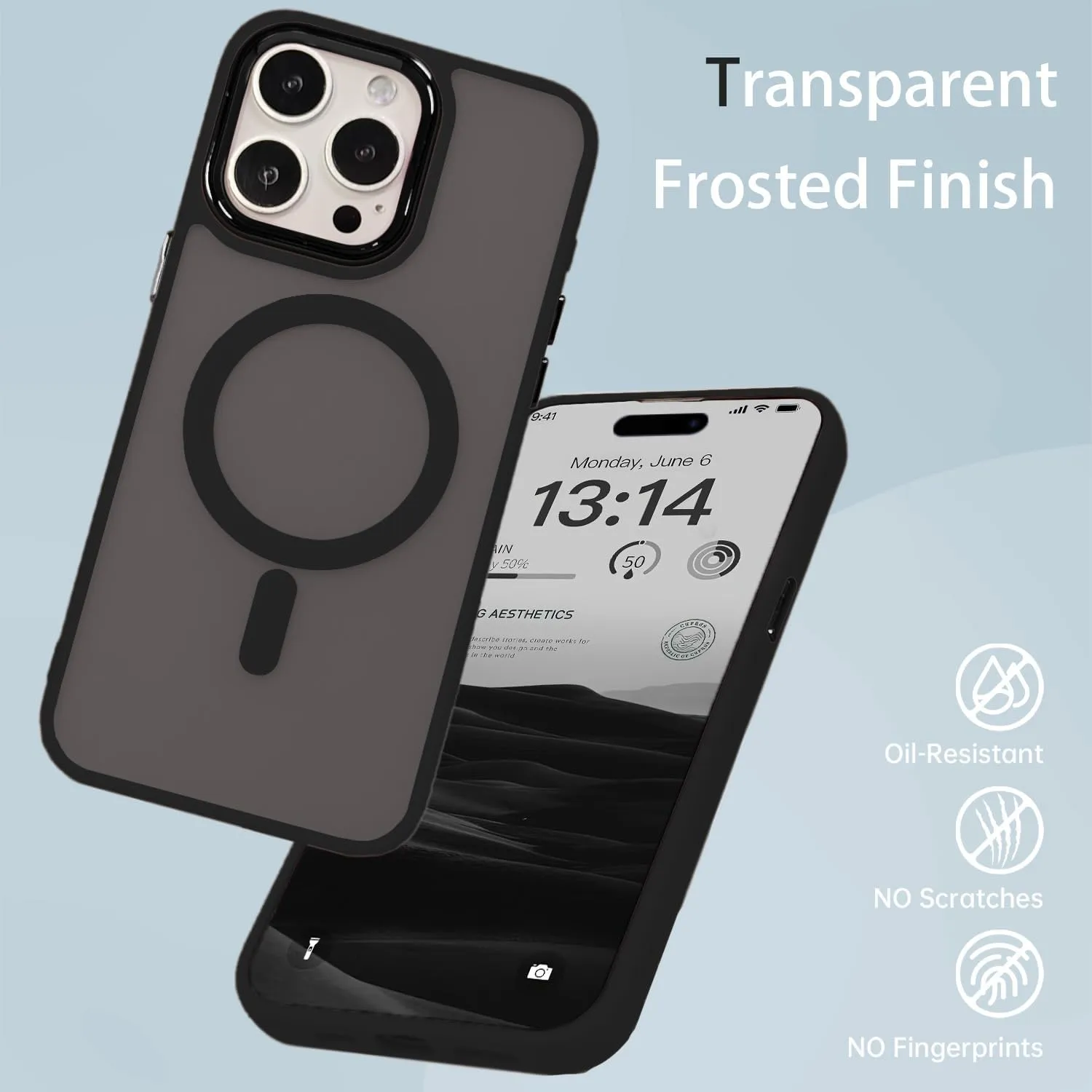 Magnetic Case for iPhone 13 [MagSafe Compatible] - Translucent Matte Slim Thin Shockproof Protective Cover for Women, Men, and Girls, Compatible with iPhone 13, Black