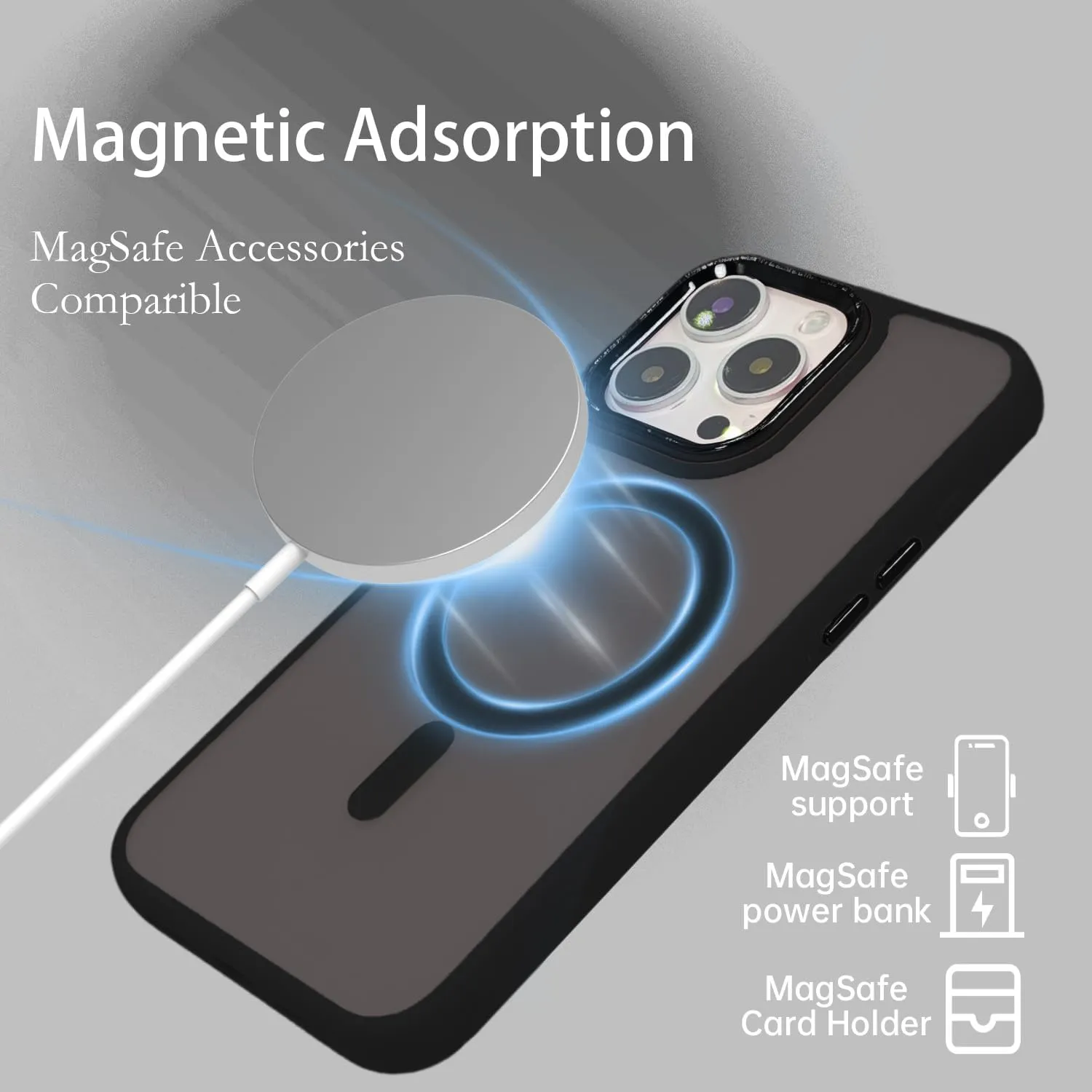 Magnetic Case for iPhone 13 [MagSafe Compatible] - Translucent Matte Slim Thin Shockproof Protective Cover for Women, Men, and Girls, Compatible with iPhone 13, Black