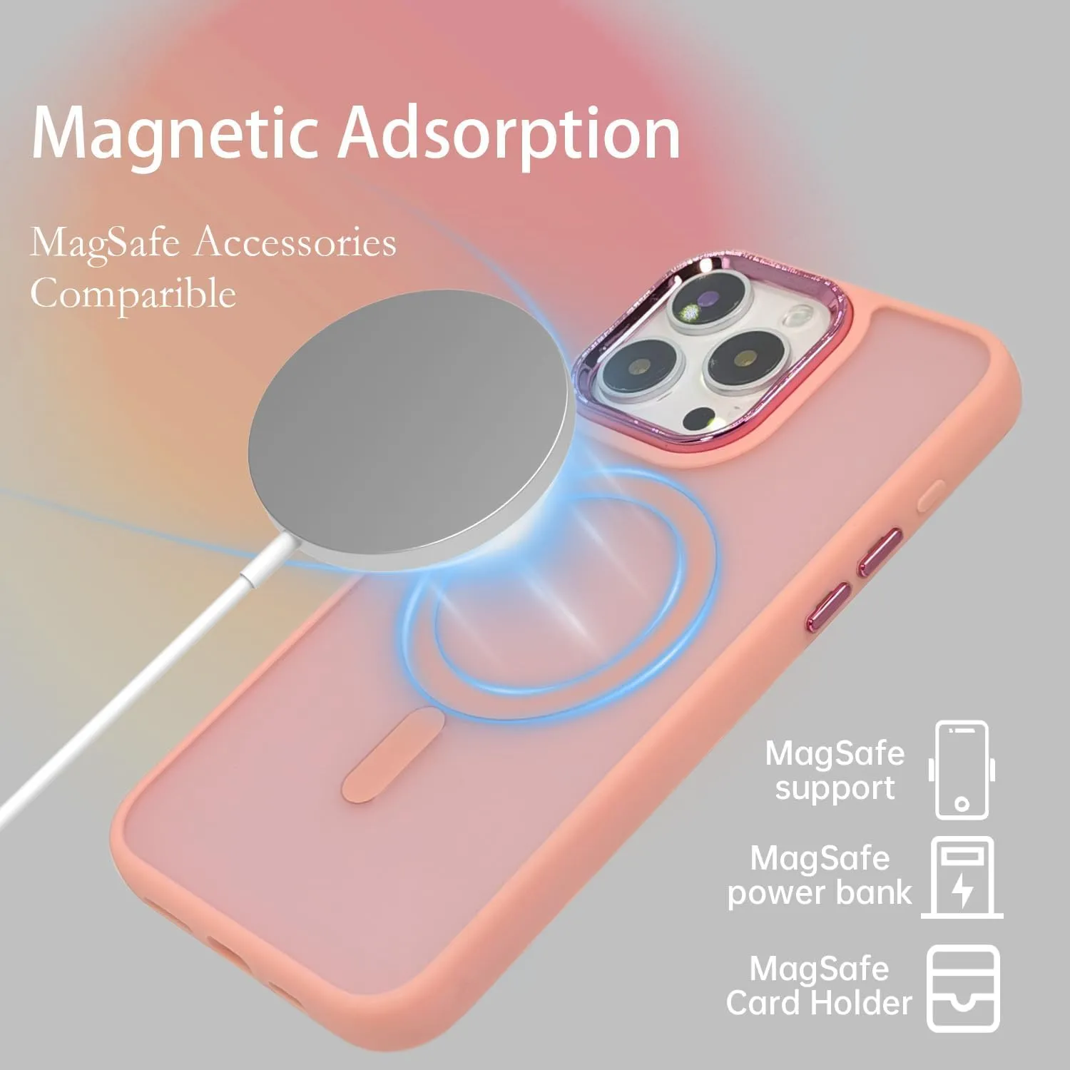 Magnetic Case for iPhone 13 [MagSafe Compatible] - Translucent Matte Slim Thin Shockproof Protective Cover for Women, Men, and Girls, Compatible with iPhone 13, Pink