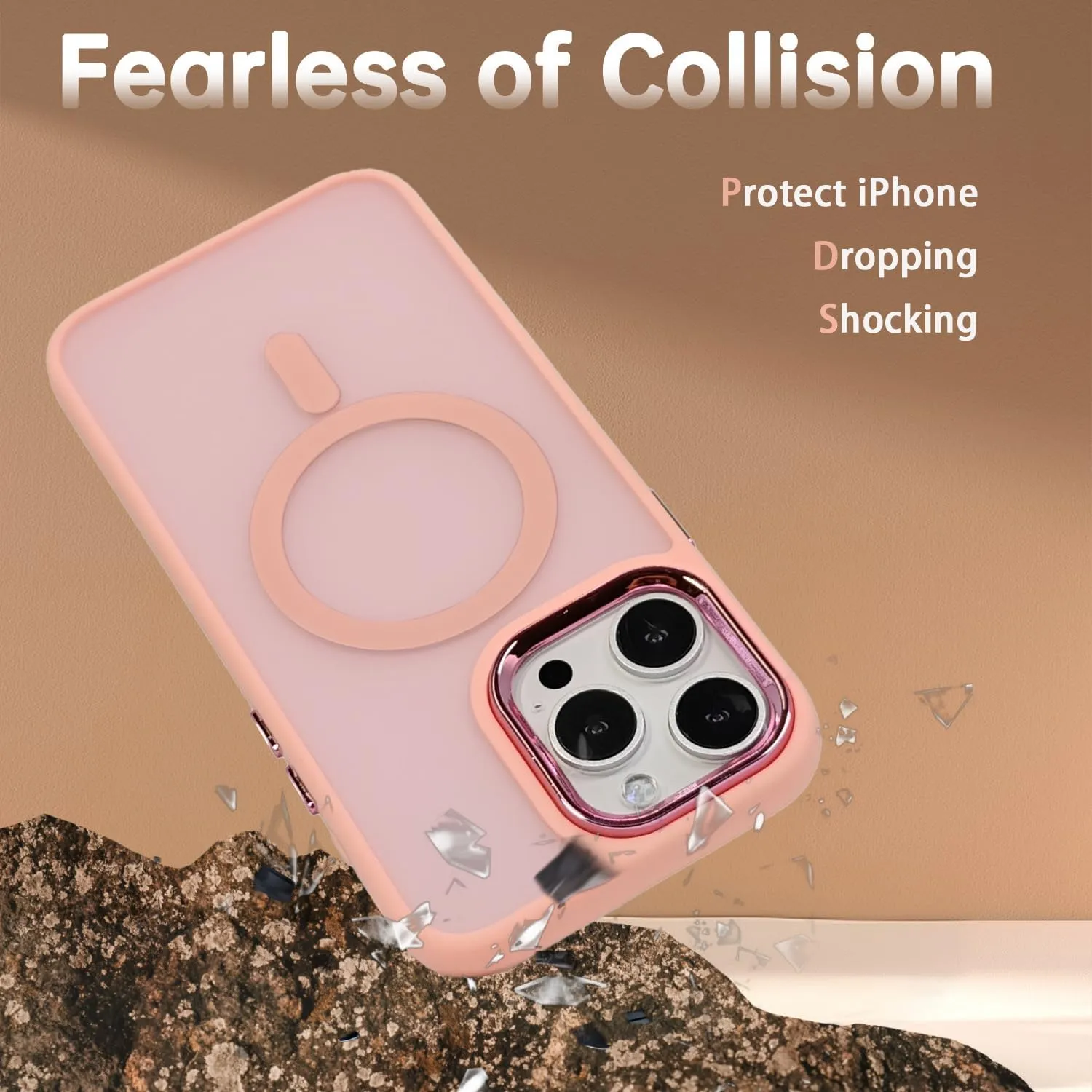 Magnetic Case for iPhone 13 [MagSafe Compatible] - Translucent Matte Slim Thin Shockproof Protective Cover for Women, Men, and Girls, Compatible with iPhone 13, Pink