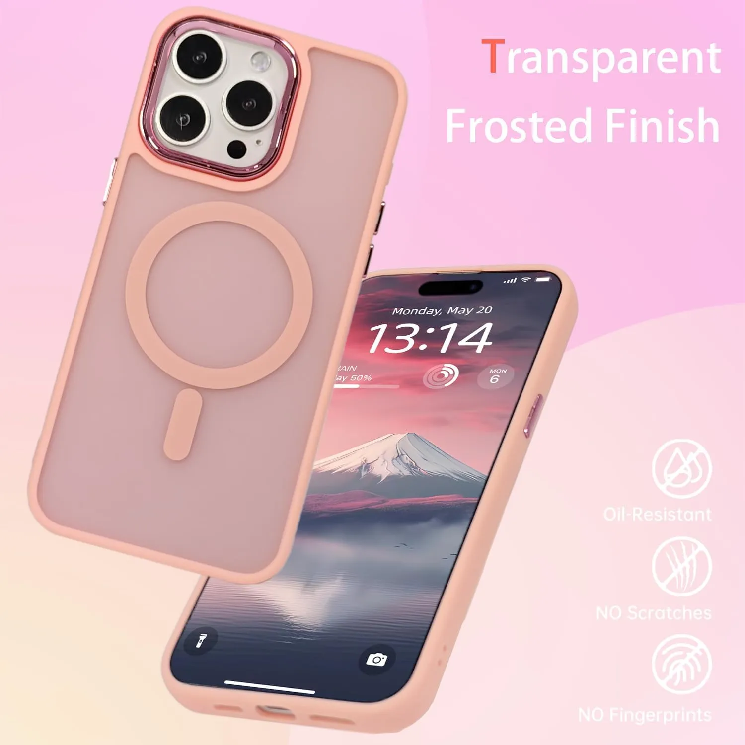 Magnetic Case for iPhone 13 [MagSafe Compatible] - Translucent Matte Slim Thin Shockproof Protective Cover for Women, Men, and Girls, Compatible with iPhone 13, Pink