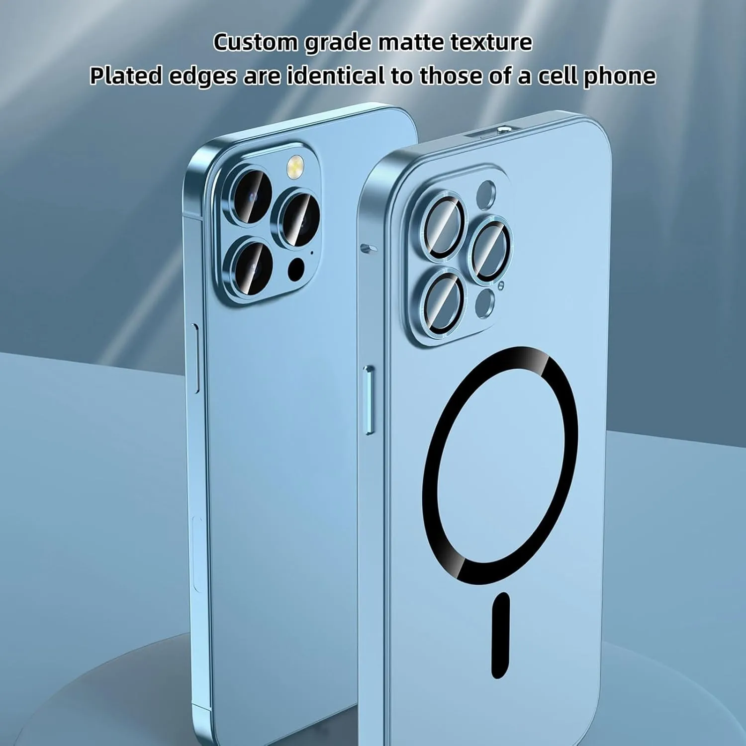 Magnetic Charging Aluminum Metal Bumper Matte Shell for iPhone, Magnetic Charging Anti-Collision Matte Protective case for iPhone 15/14/13/12 Pro Max (Gold,13promax)
